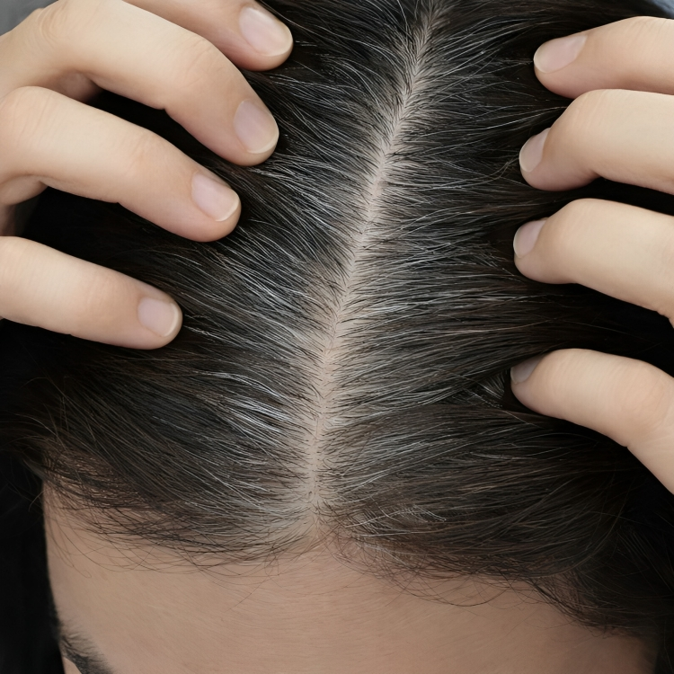 Stress and grey hair shown through natural hair color changes